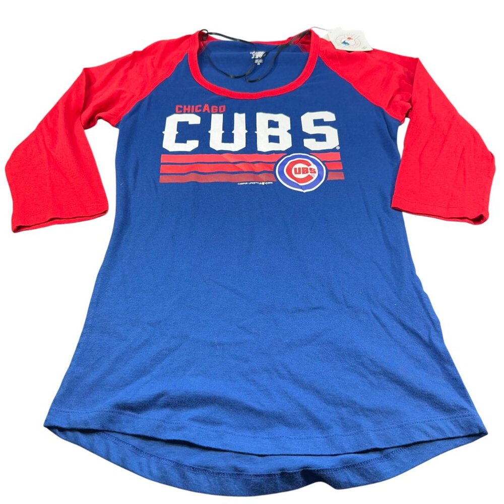 Campus Lifestyle Women's Size XS T-Shirt 3/4 Sleeve Chicago Cubs New